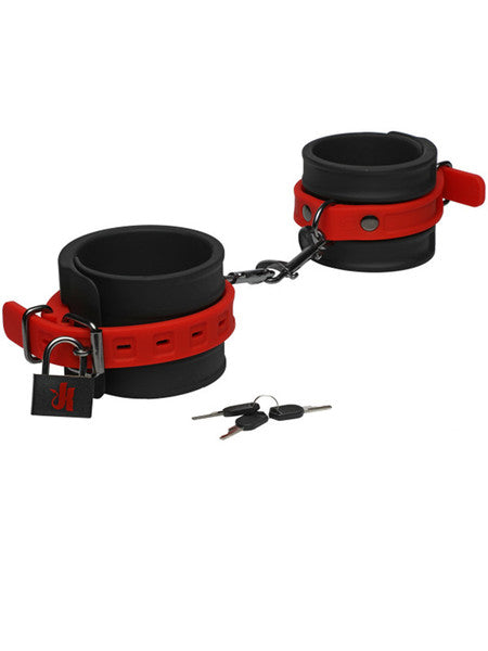 Kink By Doc Johnson Silicone Ankle Cuffs Black and Red