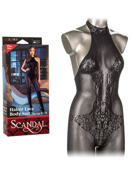 Scandal Plus Size Halter Lace Body Suit