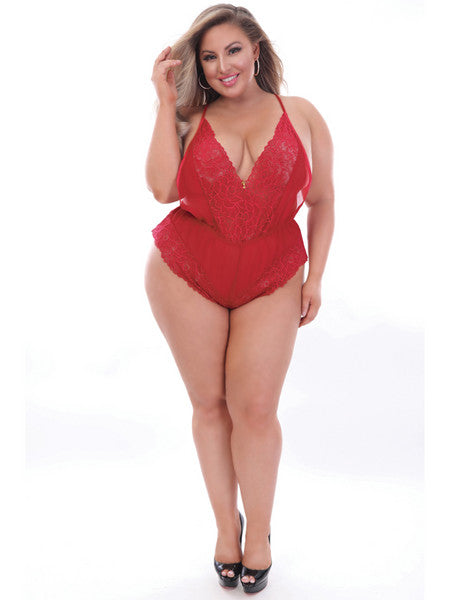 Rompers Jumpsuits STM-11189X-Red-1X/2X (H)