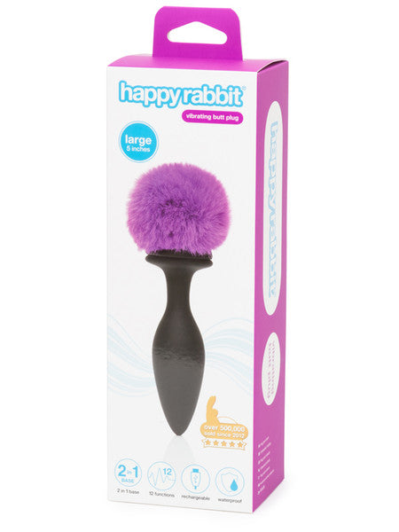 Happy Rabbit Rechargeable Vibrating Butt Plug Large Black/Purple