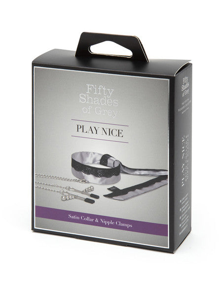 Fifty Shades of Grey Play Nice Satin and Lace Collar and Nipple Clamps