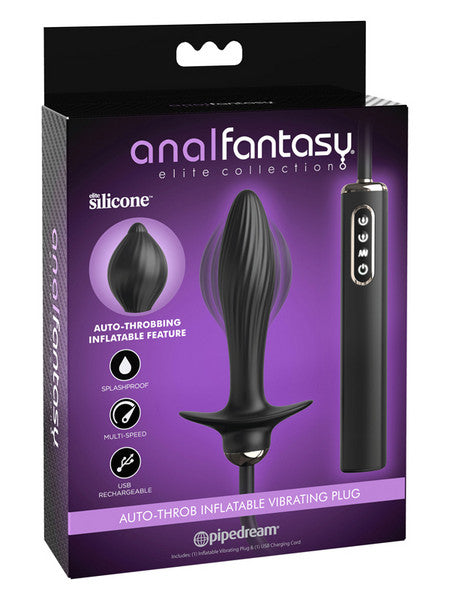 Anal Fantasy Elite Auto Throb Inflatable Vibrating Plug - Black