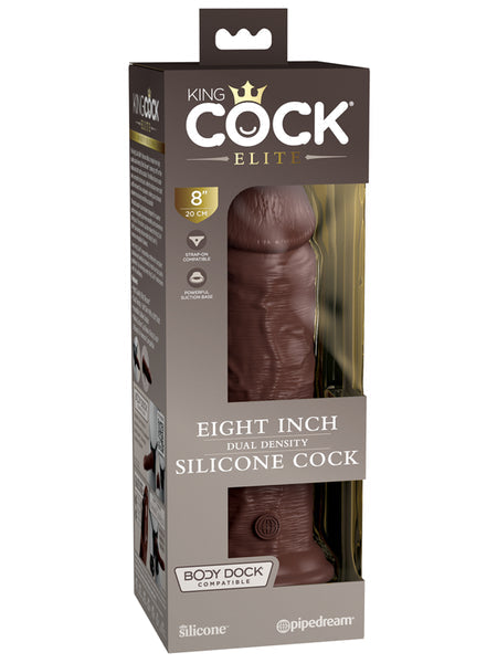 King Cock Elite 8 in. Silicone Dual Density Cock Brown
