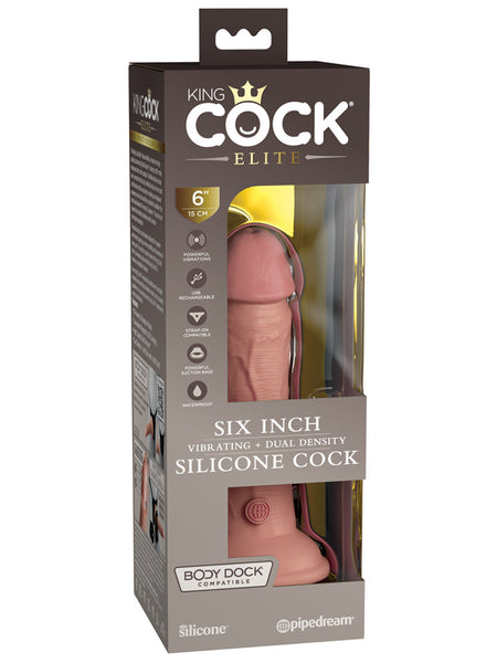 King Cock Elite 6 in. Vibrating Silicone Dual Density Cock Light
