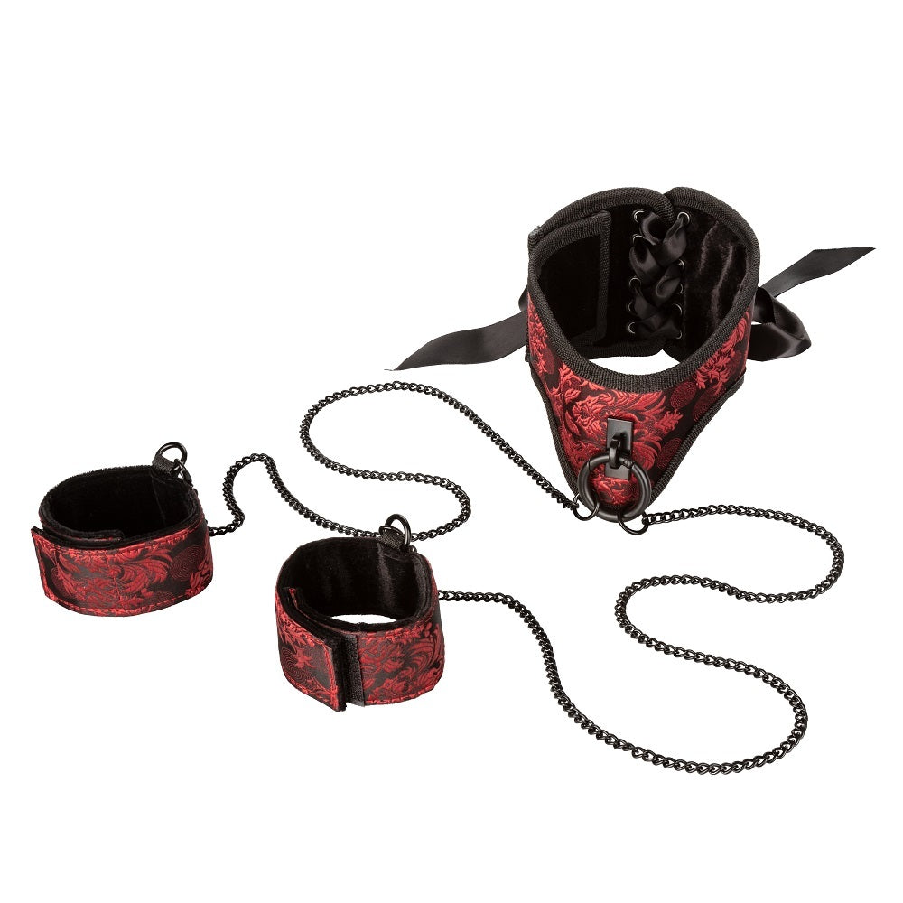 Scandal Posture Collar with Cuffs Red