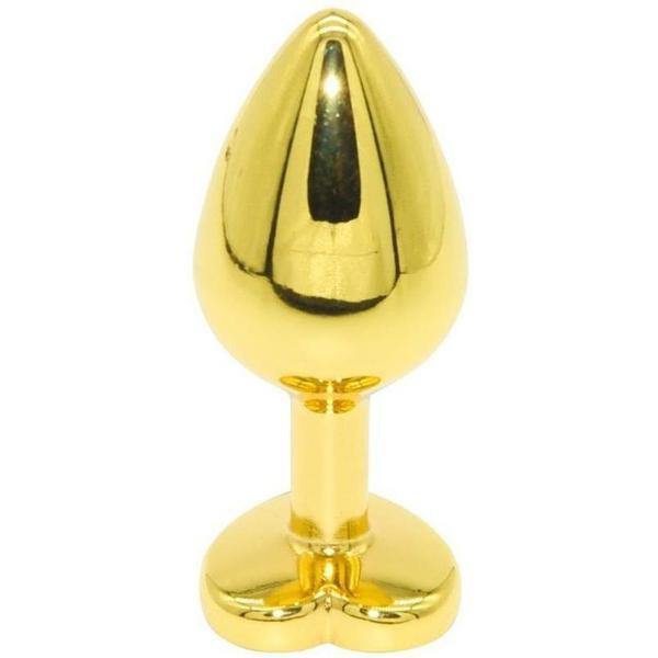 Toy With Me Gold Heart Jewel Metal Anal Plug Medium - TWM - metal anal plug- heart shape