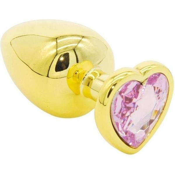 Toy With Me Gold Heart Jewel Metal Anal Plug Medium - TWM - metal anal plug- heart shape