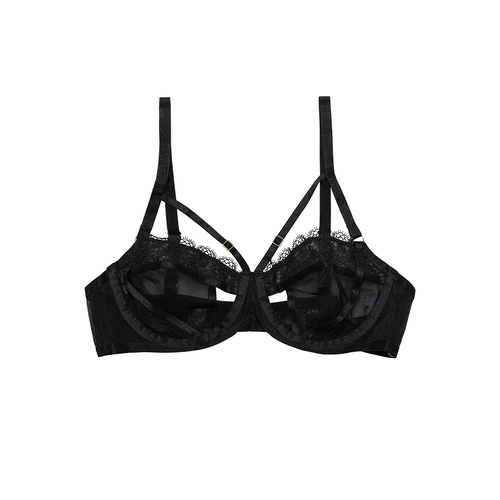 Hustler Daisy Embroidery Cut Out Bra