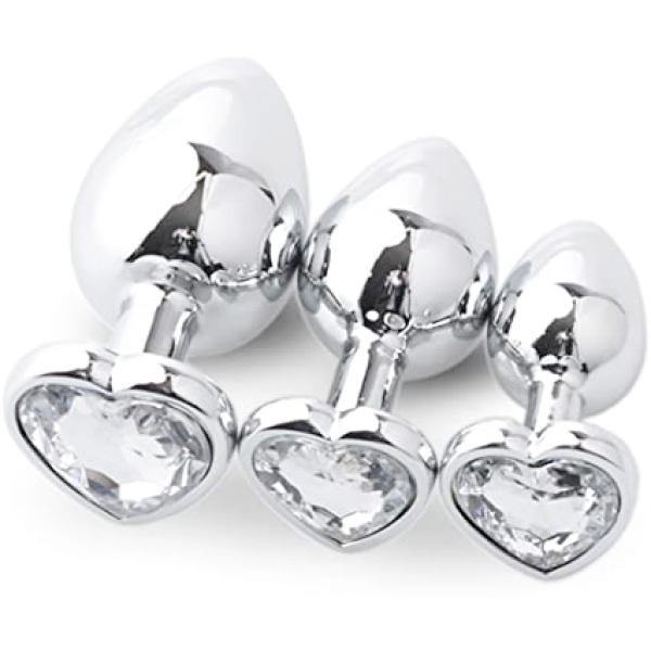 Toy with Me Heart Jewel Metal Anal Plug Large - TWM - metal anal plug- heart shape